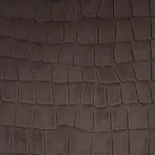 Dark brown printed leather texture with repeating rectangular scales, horizontal rows, and subtle distressed details creating a natural finish.